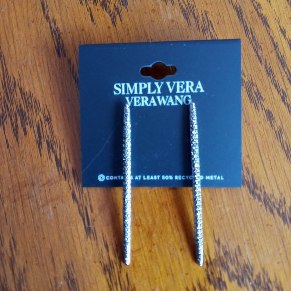 *Price Drop* Simply Vera Vera Wang  Black Linear Stick Post Earrings - Picture 1 of 4